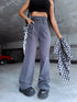 TRENDY, classic pants with buttons - DARK GRAY